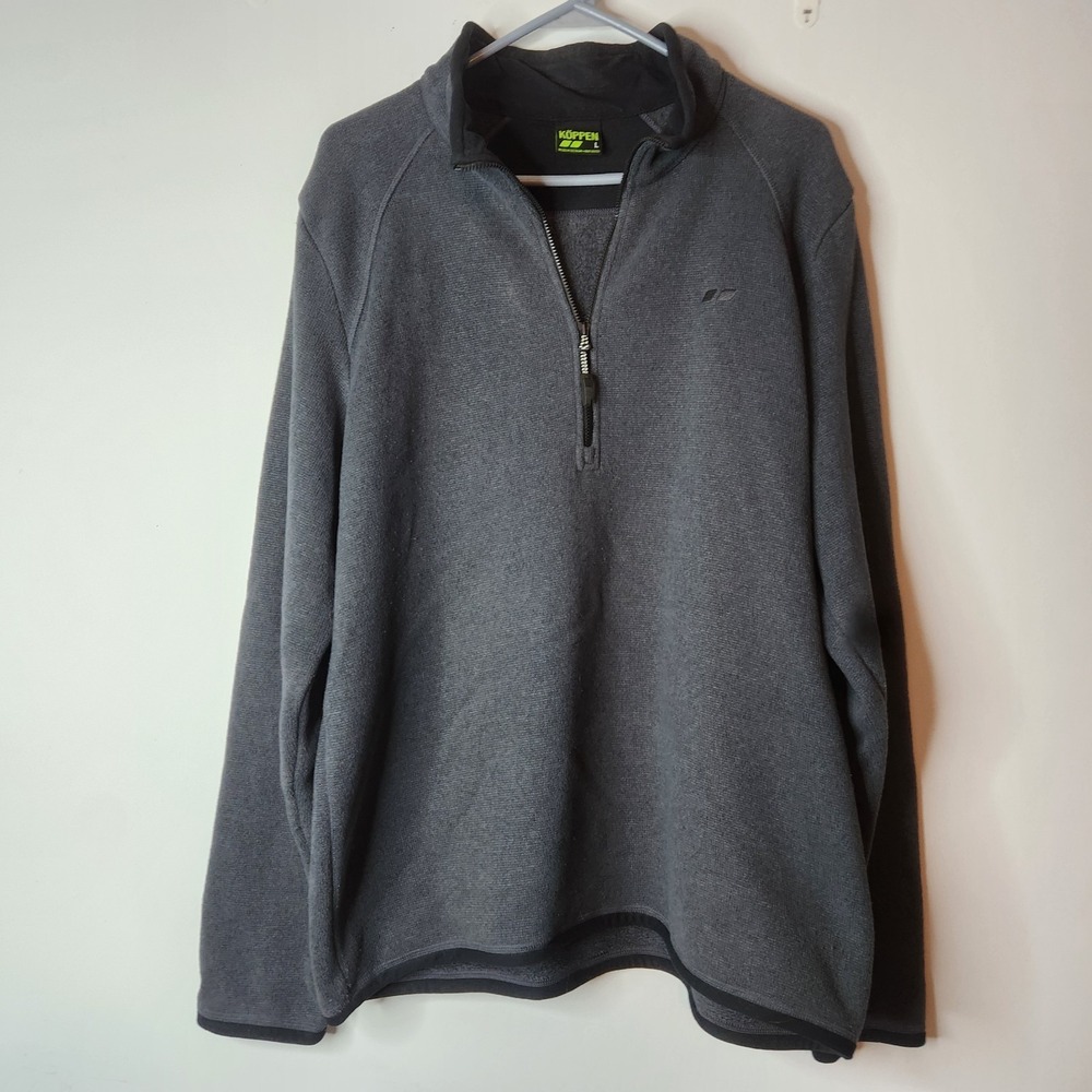 Koppen Fleece Pullover 1/4 Zip Mock Collar Gray Raglan‎ Sleeve Size Large